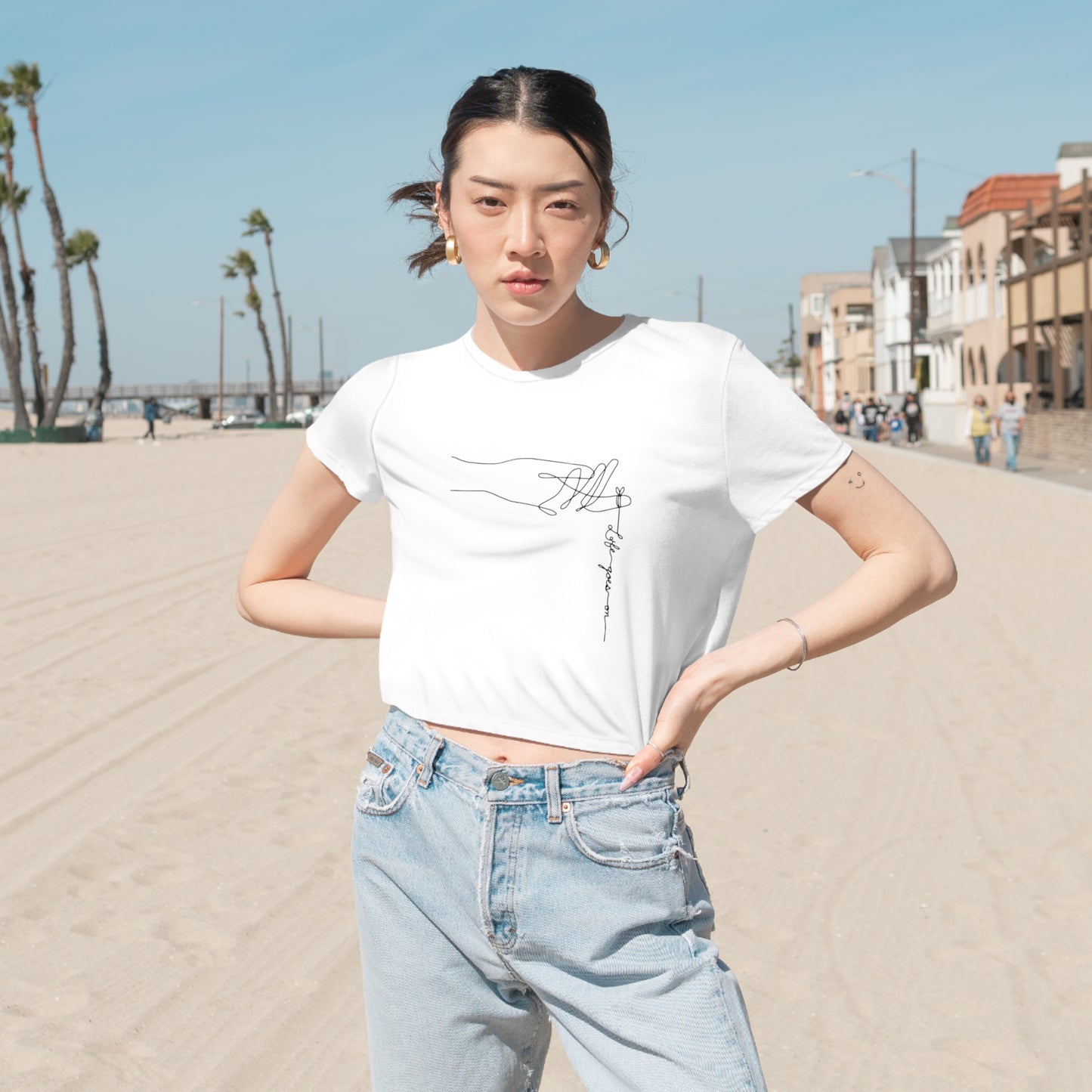 Life Goes On Flowy Crop Tee